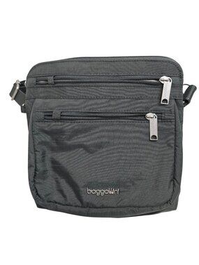 Baggallini Black Crossbody Bag With Zippered Compartments Nylon Interior Adjusta